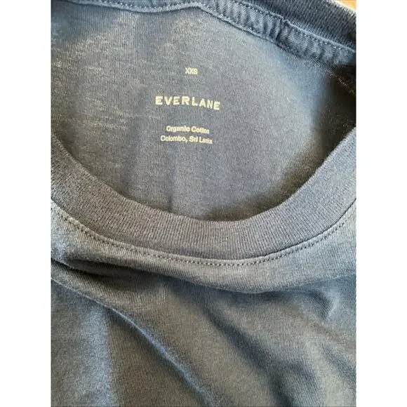 Everlane XXS 100% Organic Cotton Crop Boxy Tee Navy Blue Minimalist Basic - Picture 9 of 10